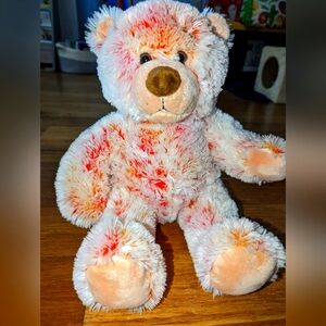 Singing Build a Bear pink/orange bear. 🎂 Birthday button!!